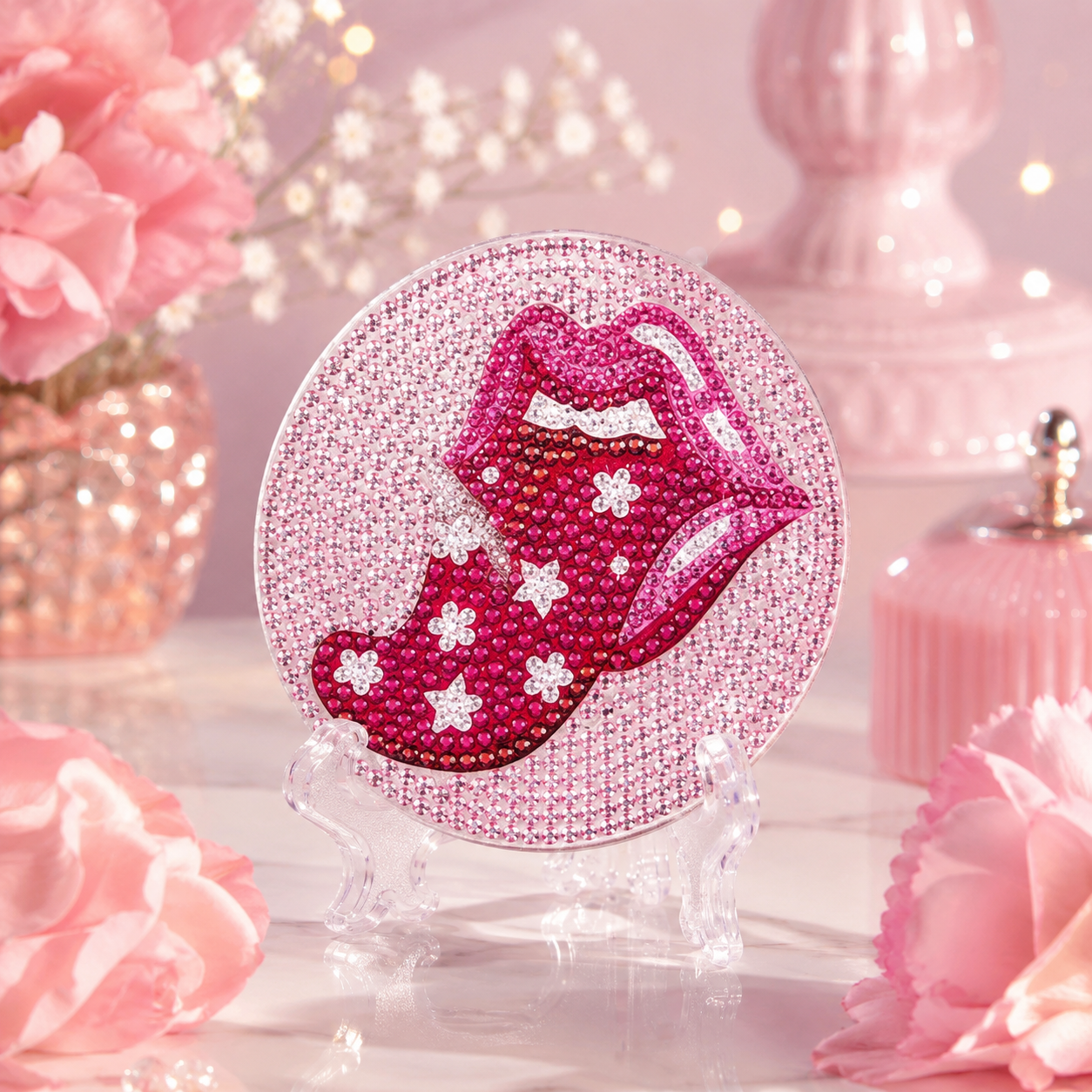 Pembe Şeker Bardak Altlığı Seti