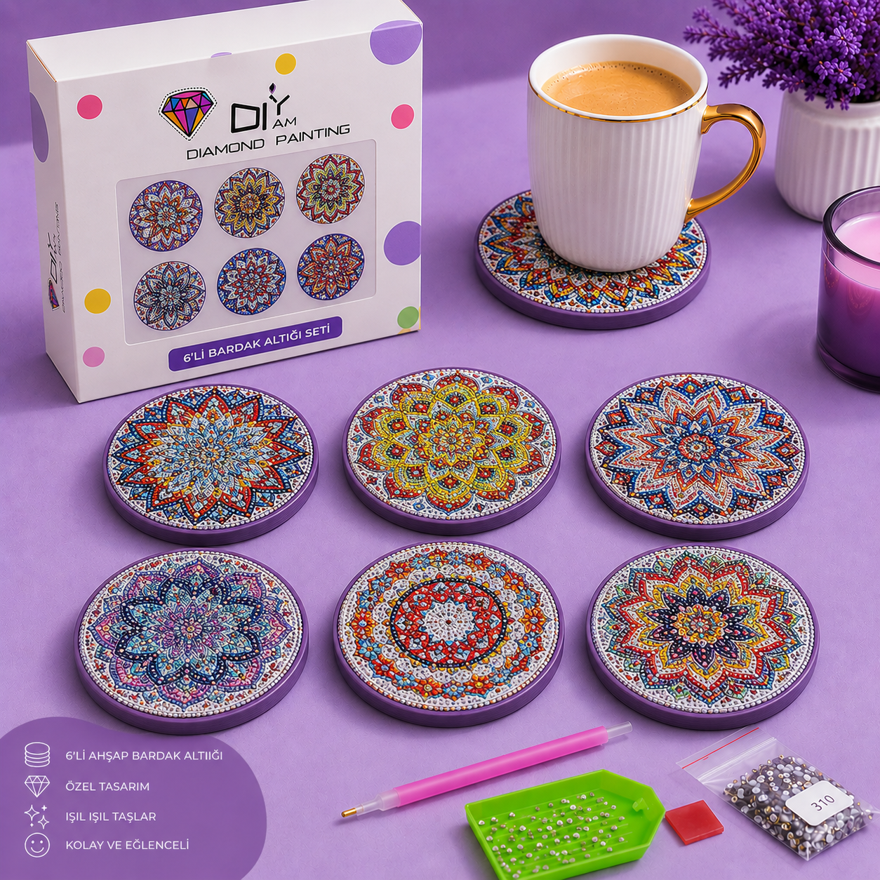 Mozaik Sanat Bardak Altlığı Seti