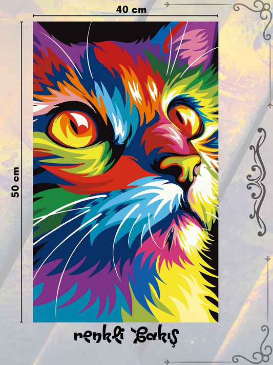 Renkli Kedi 40x50 cm
