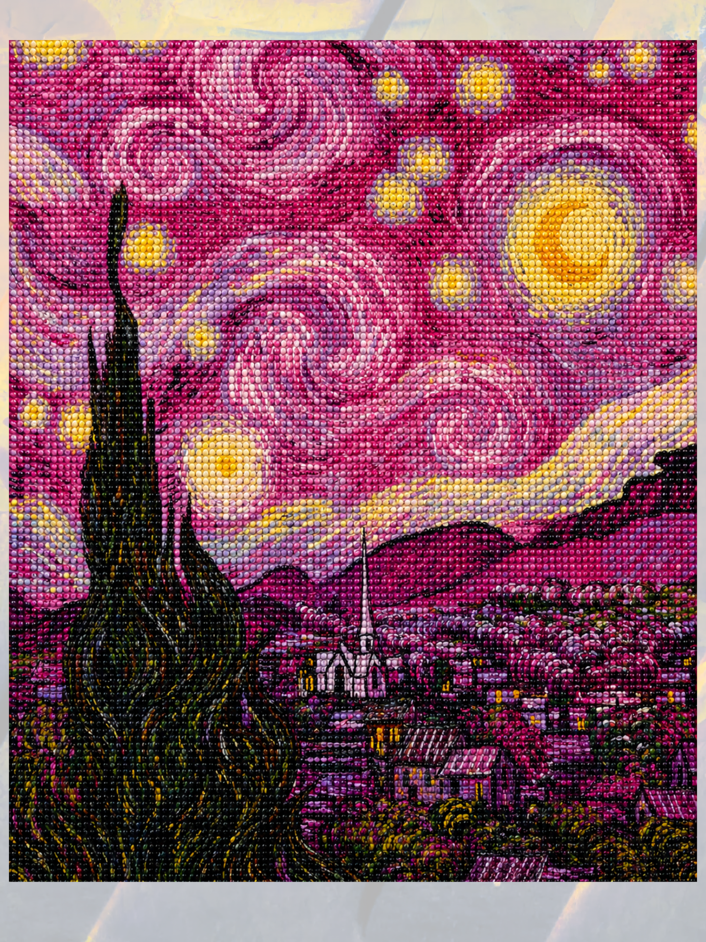 Pembe Yıldızlı Gece 50x65 cm