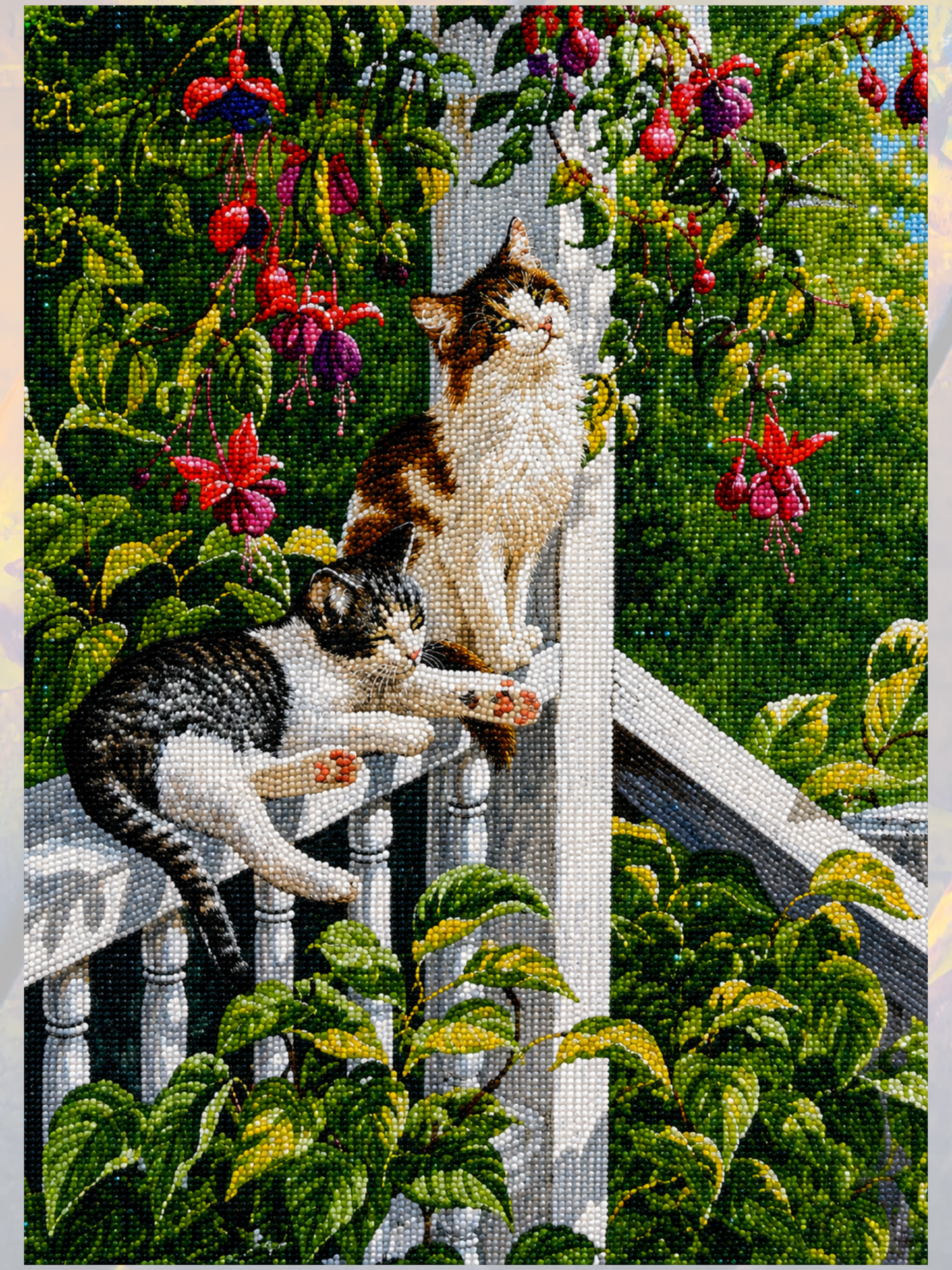 Kediler ve Küpe Çiçekleri 50x65 cm