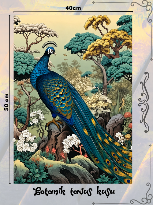 Botanik Tavus Kuşu 40x50 cm