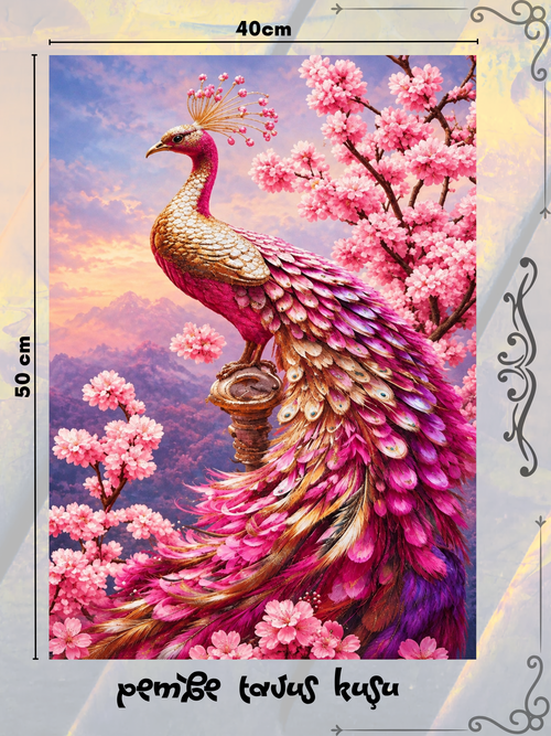 Pembe Tavus Kuşu 40x50 cm