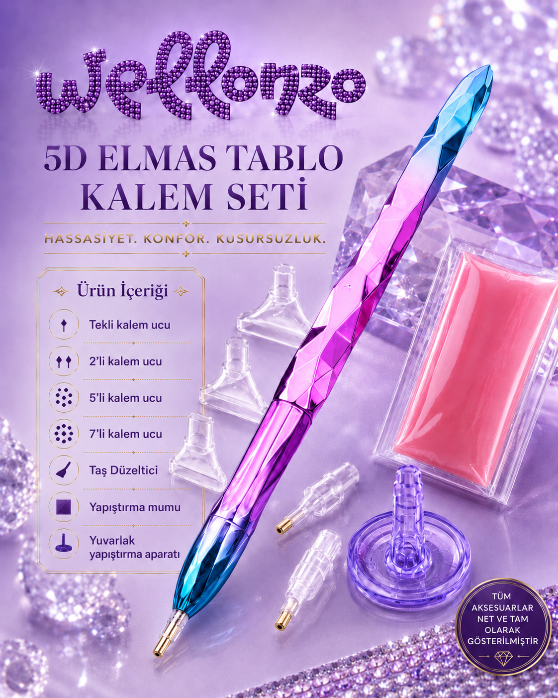 Kristal Desen Çoklu Kalem