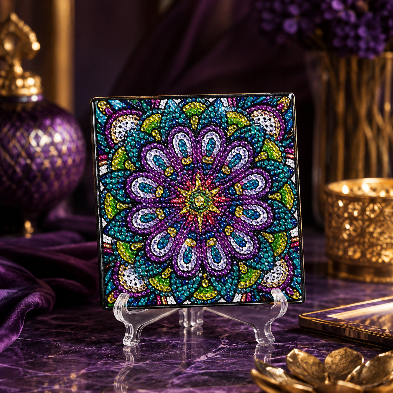Kare Mandala Bardak Altlığı Seti