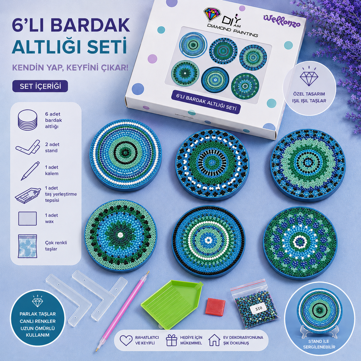 Mavi Nazar Bardak Altlığı Seti