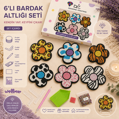 Yaz Çiçeği Bardak Altlığı Seti