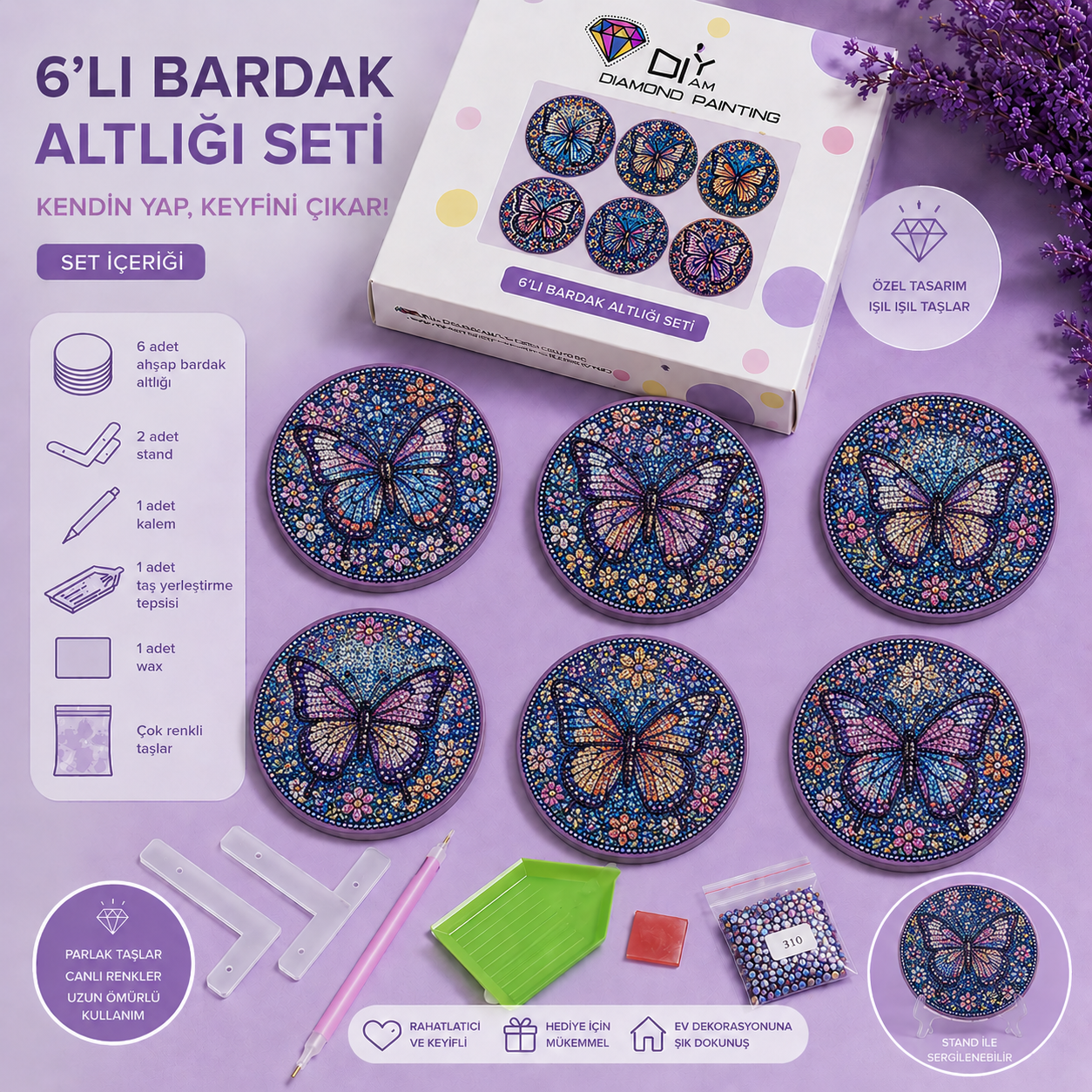 Kanat Çırpışı Bardak Altlığı Seti