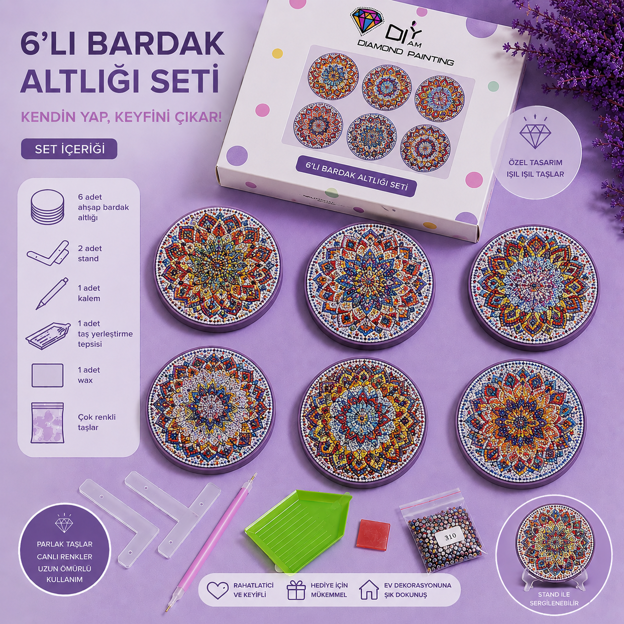 Mozaik Sanat Bardak Altlığı Seti